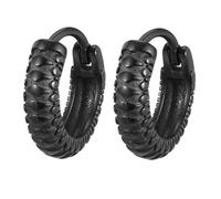 Beydodo Orecchini a cerchio in acciaio inox per ragazzi, con motivo a serpente, colore nero, oro, argento, senza nichel, in bijouterie, Senza Gemstone