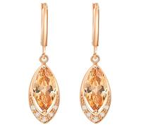 Beydodo Orecchini a cerchio in oro 585 da donna, pendenti a goccia con moissanite rosa cristallo citrino ametista orecchini a cerchio matrimonio sposa senza nichel, Quarzo citrino