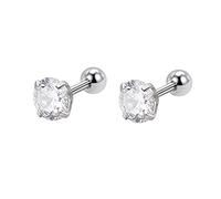 Beydodo Orecchini a perno da donna, in acciaio inox, a forma di stella, a forma di cuore/rotonda/quadrata con zirconia cubica, Regular, Nessuna pietra preziosa