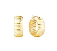 Beydodo Orecchini da donna 750 585 375 oro, orecchini a cerchio con motivo a strisce, orecchini a cerchio per matrimonio, metallo prezioso, Nessuna pietra preziosa