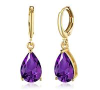 Beydodo Orecchini da donna in oro 375 vero oro 375, pendenti a goccia con tanzanite ametista moissanite orecchini matrimonio sposa in bijouterie, Ametista