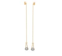 Beydodo Orecchini da donna in oro 375 vero oro, pendenti a catena lunga con moissanite orecchini matrimonio sposa in bijouterie, Moissanite