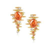 Beydodo Orecchini da donna in oro 750 585 375, con geometria a 3 carati di granato spesso e zaffiri colorati e diamanti, senza nichel, metallo prezioso, Zaffiro Granato Spessartico Zaffiro