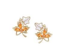 Beydodo Orecchini da donna in oro 750 585 375, orecchini a forma di foglie, con granato spesso 1,36 carati e diamanti, metallo prezioso, Diamante Granato Spessartico Diamante