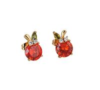Beydodo Orecchini da donna in oro 750 585 375, orecchini a forma di mela con rosso verde tormalina e diamanti da sposa senza nichel, Tormalina