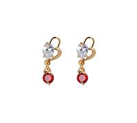 Beydodo Orecchini da donna in oro 750 vero oro 750, pendenti a forma di cuore con ametista moissanite rubino orecchini matrimonio sposa in bijouterie, Rubino sintetico