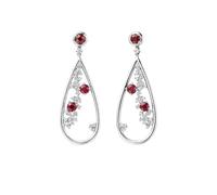 Beydodo Orecchini da donna in oro bianco 750 585 375, orecchini a goccia con rubino da 2,3 ct e diamante 0,75 ct, da sposa, senza nichel, metallo prezioso, Rubino Diamante