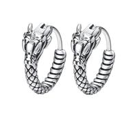 Beydodo Orecchini da uomo in acciaio inox, orecchini a cerchio serpente drago argento senza nichel, Senza Gemstone