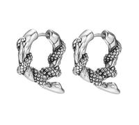 Beydodo Orecchini da uomo in acciaio inox, orecchini a cerchio serpente drago argento senza nichel, Senza Gemstone