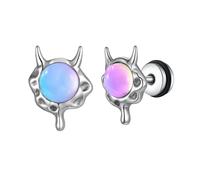 Beydodo Orecchini in acciaio inox, orecchini da ragazzo, ali d'angelo, ottagramma, angelo con pietra argentata, senza nichel, Senza Gemstone