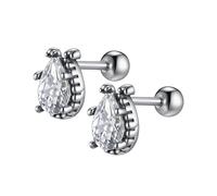 Beydodo Orecchini in acciaio inox per ragazzi, orecchini a goccia rettangolari con zirconi, senza nichel, argento anticato, Senza Gemstone