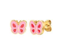 Beydodo Orecchini in acciaio inox placcato oro da ragazza, graziosi orecchini a forma di farfalla fiore cuore corona orecchini senza nichel donna oro, Senza Gemstone