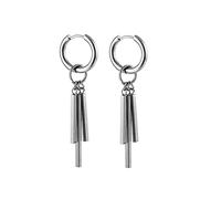 Beydodo Orecchini pendenti da uomo, orecchini a cerchio in acciaio inox, con barre rotonde, Regular, Nessuna pietra preziosa