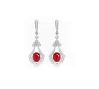 Beydodo Orecchini pendenti in oro bianco 750 585 375 da donna, orecchini a goccia con rubino 1 ct e diamanti orecchini matrimonio senza nichel per donne, metallo prezioso, Rubino Diamante