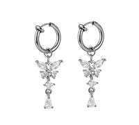 Beydodo Piercing Ombelico Finto a Clip, Anello Ombelico Acciaio Chirurgico Donna 2pcs Pendente a Farfalla con Zirconi