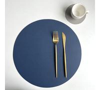 Beydodo Set di 6 tovagliette lavabili, rotonde, su entrambi i lati, con sottovaso, in pelle, nordico, 32 + 10 cm, blu e grigio