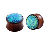 Beydodo Set di estensori per orecchio, in legno, 8 - 25 mm, colore marrone con opale, 12 mm, Legno, Senza Gemstone
