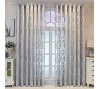 Beydodo Tende per camera da letto, 213 cm di lunghezza, semi velate, filtranti la luce, set di 2 pannelli, tende trasparenti con occhielli, grigio tinta unita con motivo floreale, 96,5 cm di larghezza