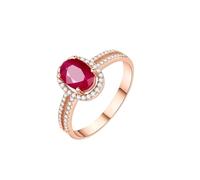 Beydodo Trauring 375 585 750 - Anello da donna singolo, con rubino ovale e diamante, misura 49 - 65 (20,7), 49 (15.6), metallo prezioso, Rubino Diamante