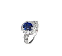 Beydodo Trauring - Anello da donna in oro bianco 375, 585, 750, con zaffiro ovale da 2,6 ct e moissanite, misura 49 (15,6 - 65 (20,7), 64 (20.4), metallo prezioso, Zaffiro sintetico Moissanite