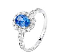 Beydodo Trauring - Anello da donna in oro bianco 375 585 750 singolo, con zaffiro ovale 0,9 ct e diamante 0,35 ct per matrimonio, misura 49-65, 62 (19.7), metallo prezioso, Zaffiro Diamante