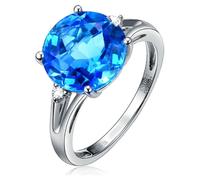 Beydodo Trauring - Anello da donna in oro bianco 750 585 375 singolo, con topazio grande 0,5 ct e diamanti per matrimonio, misura 49-65, 20 (19,1), Metallo prezioso, Topazio Diamante