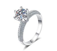 Beydodo Trauring - Anello da donna in oro bianco 750, 585, 375, singolo, da donna, con 6 pezzi, con diamante da 1,5 carati, misura 49-63, 57 (18.1), metallo prezioso, Diamante sintetico