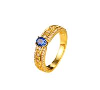 Beydodo Trauring - Anello da donna singolo, in oro 375 585 750, con zaffiro ovale da 0,7 ct e moissanite, misura 49-65, 57 (18.1), metallo prezioso, Zaffiro sintetico Moissanite