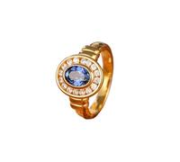 Beydodo Trauring - Anello da donna singolo, in oro 375 585 750, con zaffiro ovale da 1,2 ct e moissanite, misura 49 (15,6)-65 (20,7), 10 (15,9), metallo prezioso, Zaffiro sintetico Moissanite