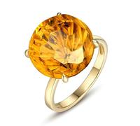 Beydodo Trauring - Anello da donna singolo, in oro 750, 585, 375, con grande citrino, 10 carati, per matrimonio, misura 49 (15,6)-65 (20,7), 63 (20.1), Metallo prezioso, Citrino Diamante