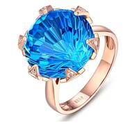 Beydodo Trauring - Anello da donna singolo, in oro rosa, 750, 585, 375, con topazio grande, 12,5 ct e diamante, misura 49 (15,6)-65 (20,7), 65 (20.7), Metallo prezioso, Topazio Diamante