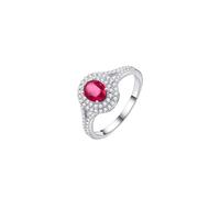 Beydodo Trauring Donna Singola Oro Bianco 375 585 750, Anelli di Lusso con 0,85 ct Ovali Rubino e Diamante Anelli di Fidanzamento Memoir Matrimonio Misura 49 (15,6)-65 (20,7), 10 (15,9), metallo