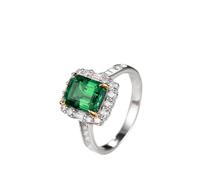 Beydodo Trauring Donna Singola Oro Bianco 375 585 750, Anello Rettangolo con Smeraldo 2 ct e Moissanite Anello di Fidanzamento Memoir Matrimonio Misura 49 (15,6)-65 (20,7), 20 (19,1), metallo prezioso