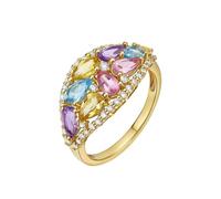 Beydodo Trauring Gold 375 585 750 - Anello da donna singolo, con goccia, pietre preziose colorate e diamanti anelli di fidanzamento, misura 49-65, 64 (20.4), metallo prezioso, Diamante Tormalina