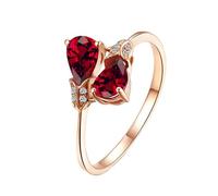 Beydodo Trauring oro rosa 750 585 375 anelli da donna singoli, bouquet con gocce di zaffiro 0,9 ct e diamanti anelli di fidanzamento misura 49 (15,6)-65 (20,7), 57 (18.1), Metallo prezioso, Rubino