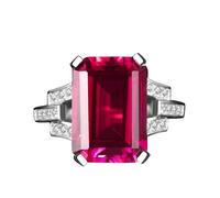 Beydodo Trauring Platino 950 - Anello da donna singolo, con rubino da 9 ct e diamanti per matrimonio, misura 49 (15,6 - 65 (20,7), 16 (17,8), metallo prezioso, Rubino sintetico Diamante