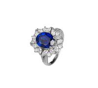 Beydodo Trauring Platino 950 - Anello da donna singolo, con zaffiro ovale da 3,7 ct e moissanite, misura 49-65, 14 (17,2), metallo prezioso, Zaffiro sintetico Moissanite