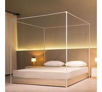 Beyeutao Telaio per Baldacchino 150 x 200 cm, Bianco - Zanzariera a Quattro Poster per Letto ad Angolo