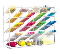 BEYGORM Organizer verticale in acrilico per 200 pennarelli, portapenne angolato, organizer da scrivania, grande portamatite trasparente per scrivania, organizer per forniture artistiche per scuola