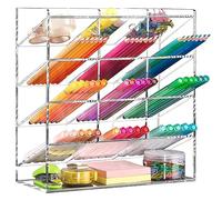 BEYGORM Organizer verticale in acrilico, portapenne angolato, organizer da scrivania, grande portamatite per cancelleria, cancelleria per scrivania, organizer per forniture artistiche per scuola,