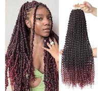 Beyond Beauty Passion Twist Hair 6Pack Water Wave Crochet Hair Pre-Looped Long Bohemian Crochet Braids Hair for Black Woman Synthetic Curly Hair Extensions for Braiding Hair(Tbug)