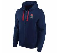 Beyond Happy England Rugby - Felpa con cappuccio e zip intera, 80% cotone, colore: blu navy, Marina Militare, L