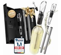 Beyond Refrigeratore per Vino in Acciaio Inox con Versatore - Refrigerante per Vino, Accessorio e Regalo per Amanti del Vino Uomo Donna | Set Refrigerante per Vino Bianco e Rosso (Set Regalo)
