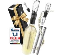 Beyond Refrigeratore per Vino in Acciaio Inox con Versatore - Refrigerante per Vino, Accessorio e Regalo per Amanti del Vino Uomo Donna | Set Refrigerante per Vino Bianco e Rosso (Set con 2 Bacchetta)
