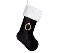 Beyond Your Thoughts Personalizzato Monogramma Iniziale Calze di Natale Umane Durevole Sacchetto di Ornamento di Natale per Decorazioni Familiari Lettera O nera