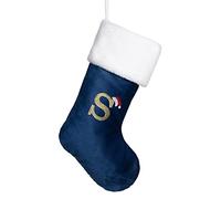 Beyond Your Thoughts Personalizzato Monogramma Iniziale Calze di Natale Umane Durevole Sacchetto di Ornamento di Natale per Decorazioni Familiari Lettera S Blu