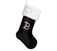 Beyond Your Thoughts Personalizzato Monogramma Iniziale Calze di Natale Umane Durevole Sacchetto di Ornamento di Natale per Decorazioni Familiari Lettera B nera