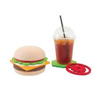 Beyond123 CP8082 Set Hamburger - Una novità Creativa con Un Pratico Uso - 5 sottobicchieri con Supporto in Legno Massiccio, Multicolore, Large