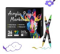 Beyonddraw Dual Tip Acrylic Paint Pen Marker - 24/48/72/96/120/168 Colors, Acrylic Paint Markers for Rock Painting Ceramic Wood Canvas Plastic DIY Crafts (1 Set,36Pcs (72 Colors))