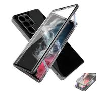 Beyonddraw Magnetic Tempered Glass Double-Sided Phone Case for Samsung, Anti-Peep Full-Cover Magnetic Metal Protective Cover (For S25EDGE,Black)